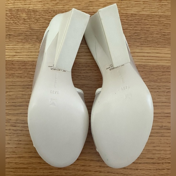 Mercedes Castillo Lathasa White Mesh Slip On Heels Womens Size 6